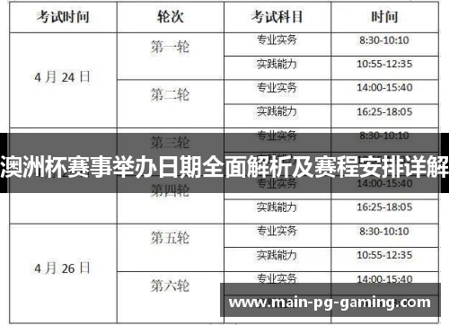 澳洲杯赛事举办日期全面解析及赛程安排详解